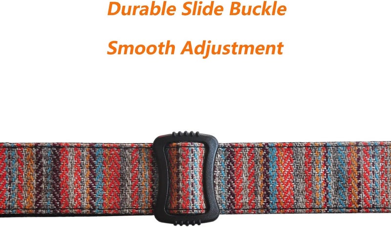 Farcaya Ukulele Strap for Soprano Concert Tenor Baritone Uke Mandolin Banjo Cotton Soft Country Style with Picks Lock Button End Pin Musical Instrument Accerssories (Striped Red) - Image 2
